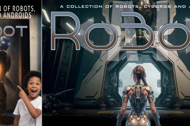 robot_seemingly_smashing_out_from_a_Sci-Fi Movie poster