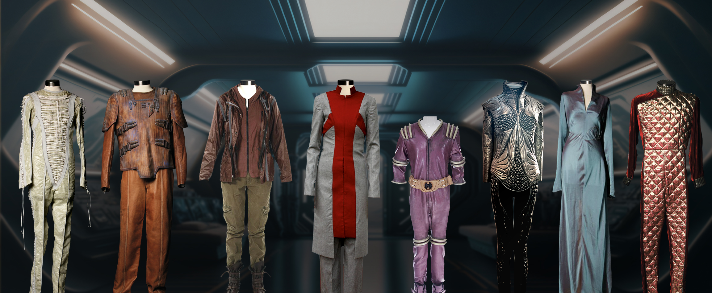 A selection of screen used costumes from the Sci-Fi Fashion Touring Exhibition